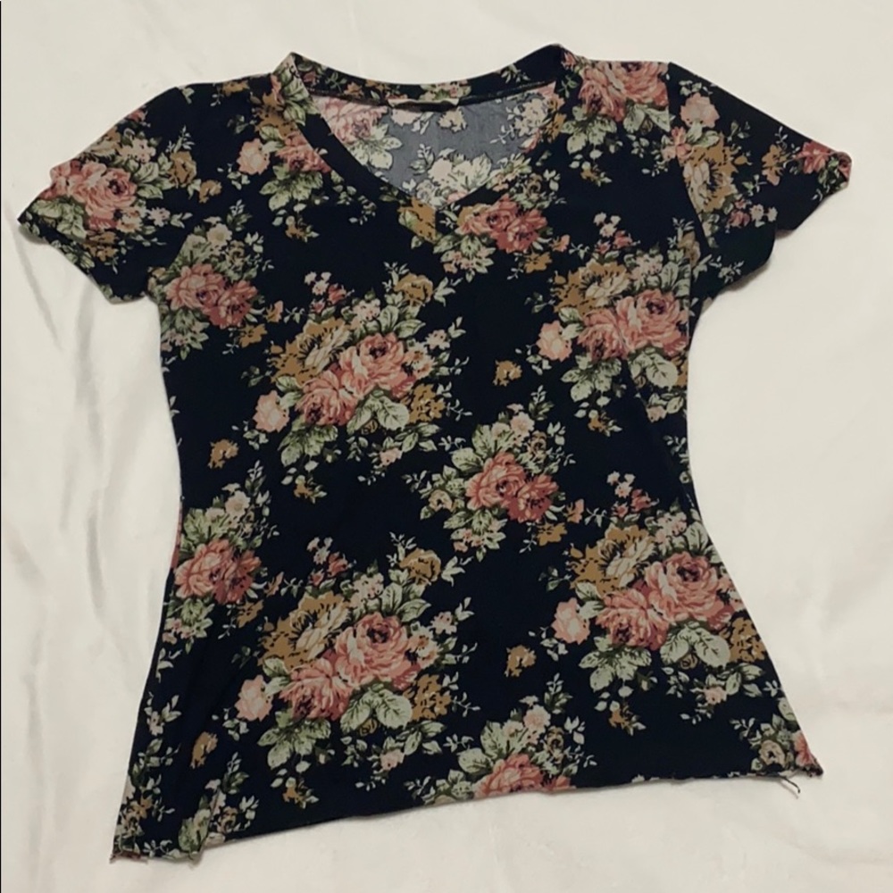 Black floral shirt